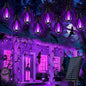 iBaycon Solar Halloween Lights, 27Ft 10 LED Bulbs Flickering Flame String Light, Outdoor Waterproof Solar Flame Lights for Garden Yard Patio Halloween Decorations (Purple)