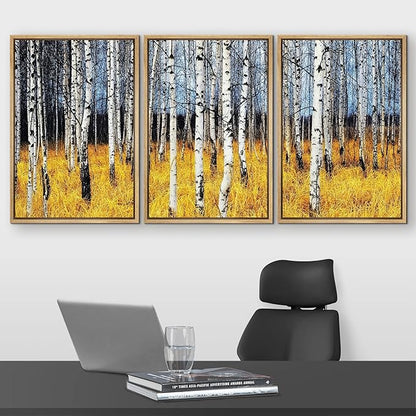 wall26 Framed Aspen Trees Fall Colors - Canvas Art Wall Art - 24"x36"x3 Natural
