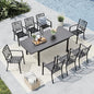 MFSTUDIO Outdoor Dining Set for 8, Metal Patio Table and Chairs Set, Patio Dining Set for 8 with Expandable Table, Outdoor Patio Furniture Set for Deck Backyard Poolside Garden