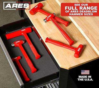 ARES 23050 – 18oz Slim Line Deadblow Hammer – Heavy Head Delivers Powerful Striking Force – Slim Profile Head Design for Greater Impact Accuracy - Made in USA