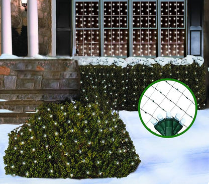 Christmas Light Net – 150 LED Cool-White Mesh Lights - 4 ft x 6 ft – Outdoor/Indoor – Net Lights for Bushes, Hedges or Trees