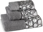 Zahari Home Sinatra Modern Bathroom Towel Set 3 Piece Towel Bath Towel, Hand Towel and Wash Towel Luxury Contemporary Decor Bling Silver Bath Towel Sets Soft, Plush and Highly Absorbent
