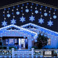 Christmas Snowflake Lights Outdoor,8.2 FT 144 LED Snowflake Icicle Lights with 12 Drops,8 Modes Timer Waterproof Connectable Xmas Light for Eaves,Windows,Curtain,Indoor Outdoor(Blue White)