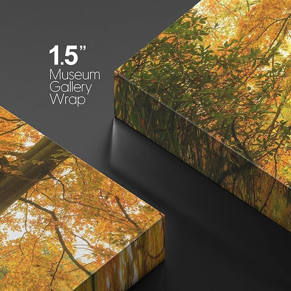 wall26 Canvas Print Wall Art Yellow & Orange Autumn and Fall Forest Floral Nature Photography Realism Rustic Scenic Relax/Calm Multicolor for Living Room, Bedroom, Office - 24"x36"