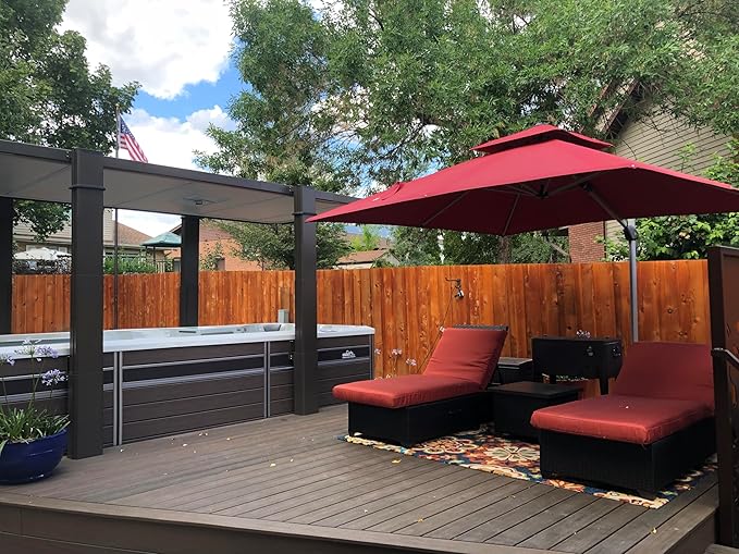 PURPLE LEAF 10ft Patio Umbrella Outdoor Square Umbrella Large Cantilever Umbrella Windproof Offset Heavy Duty Sun for Garden Deck Pool Patio, Brick Red