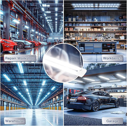 BBOUNDER 4 Pack Linkable LED Utility Shop Light, 4 FT, 4000 LM, 48 Inch Integrated Fixture for Garage, 40W Equivalent 250W, 5000K Daylight, Surface + Suspension Mount, White