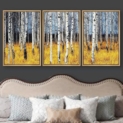 wall26 Framed Aspen Trees Fall Colors - Canvas Art Wall Art - 24"x36"x3 Natural
