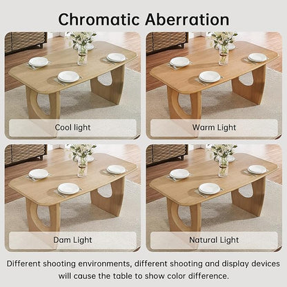 Morden Fort Modern Dining Table Set for 6, 68'' Rectangle Dining Table with 6 Chairs, Kitchen Table with Pedestal Base, Dinner Table for Dining Room, Kitchen, Living Room (Natural)
