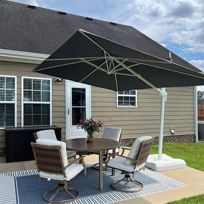 PURPLE LEAF 10' × 13' Patio Umbrella White Cantilever Umbrella Aluminum Square Outdoor Offset Umbrella Hanging Windproof with 360° Rotation for Garden Deck Pool, Grey