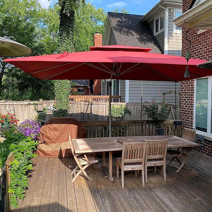 PURPLE LEAF 10' X 13' Patio Umbrella Outdoor Rectangle Umbrella Large Cantilever Umbrella Windproof Offset Heavy Duty Sun for Garden Deck Pool Patio, Terra