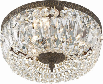 Crystorama 3 Light Spectra Crystal English Bronze Flush Mount