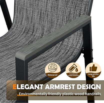 UDPATIO Patio Chairs Set of 4, Outdoor Stackable Chairs with All Weather Breathable Textilene, High Back Metal Frame for Lawn Garden Backyard Deck, Dark Grey