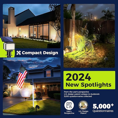 Solar Spot Lights Outdoor Waterproof for Flag, Tree, House, Garden, Yard, Landscape Spotlights for Accent Uplighting Halloween Christmas Decorations-6 Pack