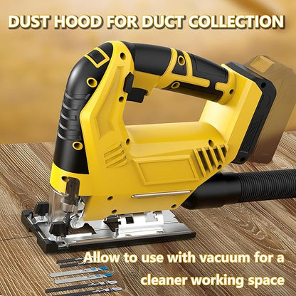 Cordless Brushless Jig Saw Compatible with Dewalt 20V MAX Battery(No Battery), 7 Speeds, 2900RPM, LED, 45° Bevel Cuts, 3 Orbital Action, with Jigsaw Blades for Straight, Curve, Circle Cutting