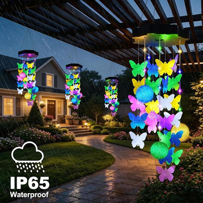 Zeiliuled Solar Decorative Lights Outdoor, Pastel Butterfly Shell Mobile | Solar Wind Chimes For Gifts for Mom Grandma Wife, LED Outside Decorative Mobile Lights for Garden Yard Patio Decorations
