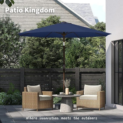 PatioKingdom 11FT Patio Umbrella,Outdoor Umbrella with Push Button Tilt and Crank,Market Table Umbrella with 8 Sturdy Fiberglass Ribs UV Protection(Navy, 11FT)