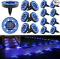 Joomer 2-in-1 Solar Lights Outdoor Waterproof, 16 Pack 8 LED, Blue | Solar Powered Garden Lights Ground Disc Landscape Lighting for Patio Pathway Lawn Yard Driveway Walkway Deck Step