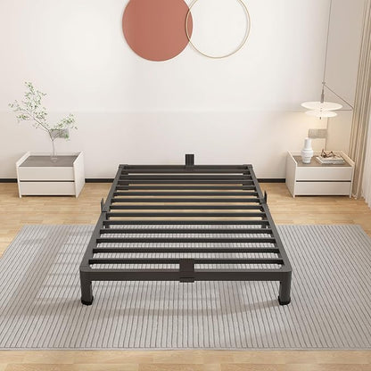 ROIL 4 inch Twin Bed Frames with Round Corner Legs Mattress Retainers 3500LBS Heavy Duty Steel Slats No Box Spring Needed Platform Noise-Free Easy Assembly