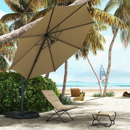 Abba Patio 10FT Vienna Offset Patio Umbrella Outdoor Cantilever Umbrella with 360° Rotation Design and Easy Tilt Adjustment UV 50+ Protection 8 Ribs for Backyard Garden Deck Pool Patio, Brown