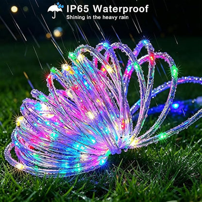 LairtPOW Solar Rope Lights Outdoor, 39FT 100 LED Solar Trampoline Lights with 8 Modes, IP67 Waterproof Color Changing LED Rope Lights for Trampoline Backyard Patio Tree Christmas Decor, Multicolor