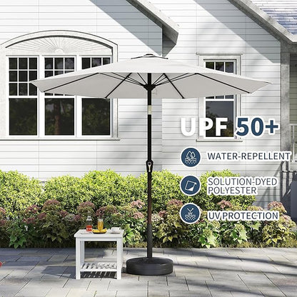 PatioKingdom 11FT Patio Umbrella,Outdoor Umbrella with Push Button Tilt and Crank,Market Table Umbrella with 8 Sturdy Fiberglass Ribs UV Protection(Creamy-white, 11FT)