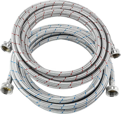 15 FT Washing Machine Hose,Long Washer Water Supply Hoses Hot And Cold Connection(2Packs),Washer Machine Hose Universal Fit for All Standard Wash Machines-by MIFLUS