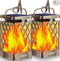 TomCare Solar Lights Outdoor Flickering Flame Solar Lantern Outdoor Hanging Lanterns Decorative Outdoor Lighting Solar Powered Waterproof LED Flame Lights for Patio Garden Deck, 2 Pack(Bronze)