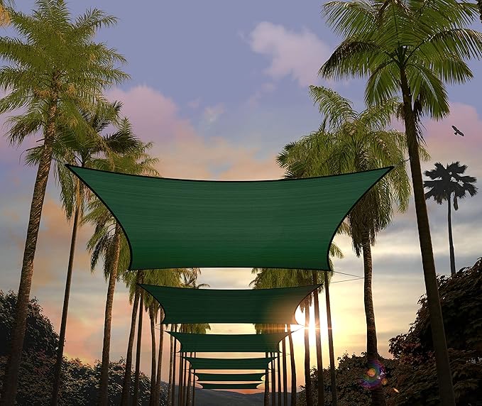 Amgo Custom Size 11' x 14' Green Rectangle Square Sun Shade Sail UPF50+ AGTAPR1620, Order to Make Canopy Awning, 95% UV Blockage, Water & Air Permeable, Commercial and Residential (We Customize)