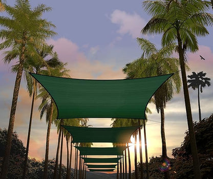 Amgo Custom Size 11' x 14' Green Rectangle Square Sun Shade Sail UPF50+ AGTAPR1620, Order to Make Canopy Awning, 95% UV Blockage, Water & Air Permeable, Commercial and Residential (We Customize)