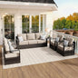 Aluminum Outdoor Conversation Furniture Set - All Weather Patio 79" Sofa with 4 Armchairs, 6" Water-Resistant Cushions & Furniture Covers & Metal Armrest for Deck Porch (Beige)