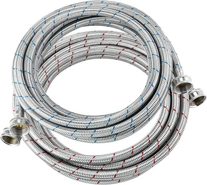 15 FT Washing Machine Hose,Long Washer Water Supply Hoses Hot And Cold Connection(2Packs),Washer Machine Hose Universal Fit for All Standard Wash Machines-by MIFLUS
