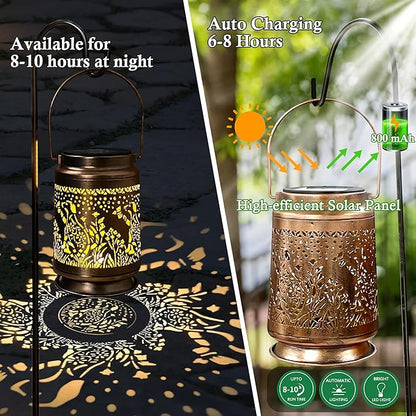 KY&BOSAM Solar Lanterns Outdoor Waterproof Pet Dog Memorial Garden Decor Hangings Metal Solar Lantern LED Lights 800Ah Battery Outside for Thoughtful Pet Loss Sympathy Remembrance Bereavement Gift