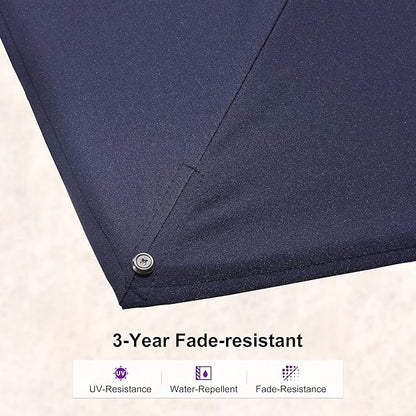 PURPLE LEAF 10 FT Right-left Tilt Patio Umbrella Swivel White Cantilever Umbrella with Tilt Aluminum Outdoor Umbrella with 360° Rotation for Deck Pool Garden, Navy Blue