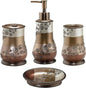 Zahari Home 4pc Miramar Bathroom Accessories Sets Lotion Pump, Tumbler, Tooth Brush Holder and Soap Dish Unique Design Multi Color Bathroom Set