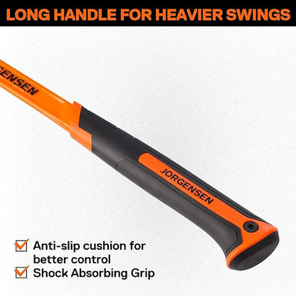 Jorgensen 22 oz Framing Hammer, Straight Claw Hammer with Magnetic Nail Holder, Rip Claw Hammer with Milled Face & Shock Absorbing Grip, Heavy Duty One-piece Forged Hammer