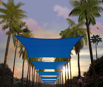 Amgo 14' x 20' Blue Rectangle Sun Shade Sail Canopy Awning UPF50+ AGTAPR1620, 95% UV Blockage, Water & Air Permeable, Commercial and Residential, 3 Years Warranty (We Make Custom Size)