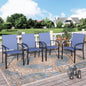 HERA'S HOUSE Patio Dining Chairs Set of 4, 36" Textilene Fabric Outdoor Chair with Wrought Iron Metal Frame Support 350lbs for Garden Lawn Backyard Kitchen Deck, Blue