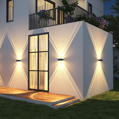 Solar Fence Lights Outdoor,Solar Up and Down Lights Garden Fence Wall Lights Solar Powered IP65 Waterproof 9 Colors 11 Modes RGB Fence Lighting for Patio/Backyard/Porch/Fence (8)