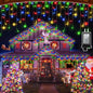 QUHUATU 792 LED Christmas Outdoor Lights with 176 Drops, 82ft Hanging Curtain Lights 8 Modes, Christmas Fairy Lighs with Timer & Memory for House Roof Holiday Wedding ChristmasDecor (Multicolor)