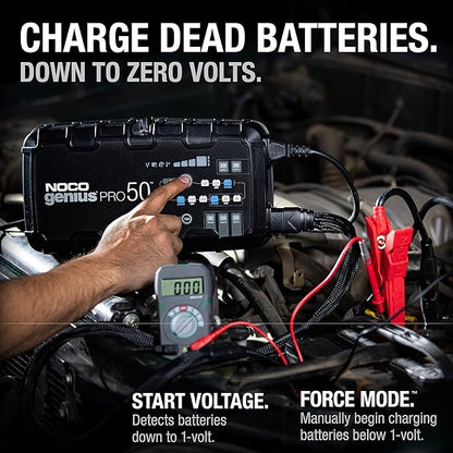 NOCO GENIUSPRO50: 50A 6V/12V/24V Professional Smart Battery Charger – Maintainer, Desulfator & Power Supply with Overcharge Protection & Thermal Compensation – for Lead-Acid & Lithium Batteries