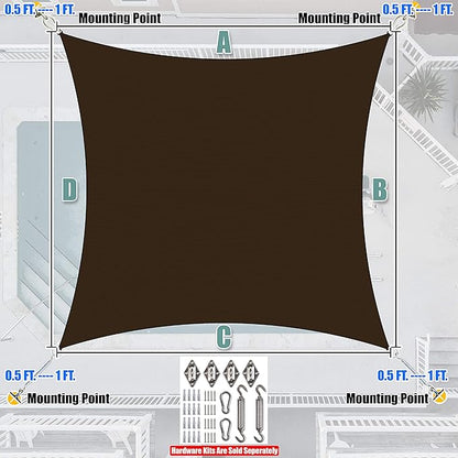 Amgo Custom Size 23' x 24' Brown Rectangle Square Sun Shade Sail UPF50+ AGTAPR1620, Order to Make Canopy Awning, 95% UV Blockage, Water & Air Permeable, Commercial and Residential (We Customize)