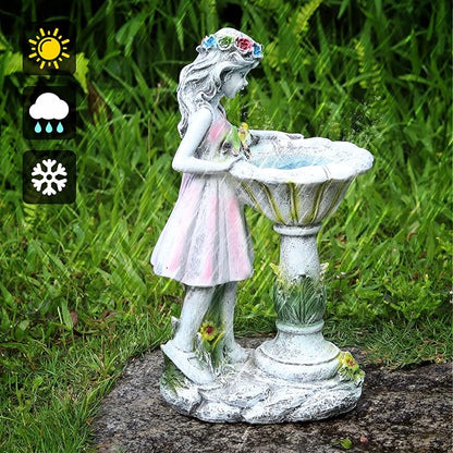 Fairy Garden Statue, Solar Garden Angel Figurine Outdoor Decoration Waterproof Resin Angel Sculpture for Patio Yard Lawn Porch Art Decoration Ornament Housewarming Christmas Birthday Gift