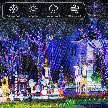 JMEXSUSS 2 Pack 100 LED Color Changing Christmas Lights Indoor, 33ft Cool White & Multicolor Christmas Lights Outdoor Waterproof, Clear Wire String Light Plug in for Xmas Tree Bedroom Decorations