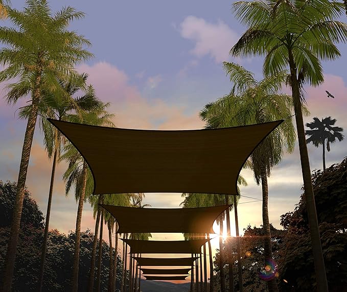 Amgo Custom Size 9' x 15' Brown Rectangle Square Sun Shade Sail UPF50+ AGTAPR1620, Order to Make Canopy Awning, 95% UV Blockage, Water & Air Permeable, Commercial and Residential (We Customize)
