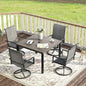 VICLLAX 5 Pieces Patio Dining Set, 4 Seats Outdoor Furniture Set Includes 40.2" Square Outdoor Dining Table and 4 Swivel Patio Chairs, Grey Wood Grain Tabletop and Grey Fabric