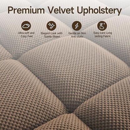 41.7" Chaise Lounge Chair Indoor, Oversized Boucle Upholstered Sofa Bed, Adjustable Backrest Deep Seat Reading Chair, Sofas Couches for Living Room with Storage, Cup Holders & 360° Swivel Side Table