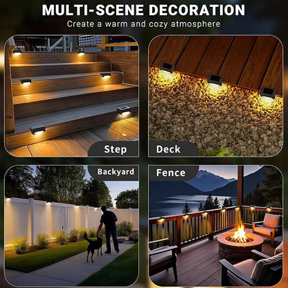 SOLPEX Solar Deck Lights, Solar Step Lights for Outside Waterproof Led Stair Light for Outdoor Fence, Balcony, Patio, Railing, Front Porch, Yard and Pathway(16pack Warm White)